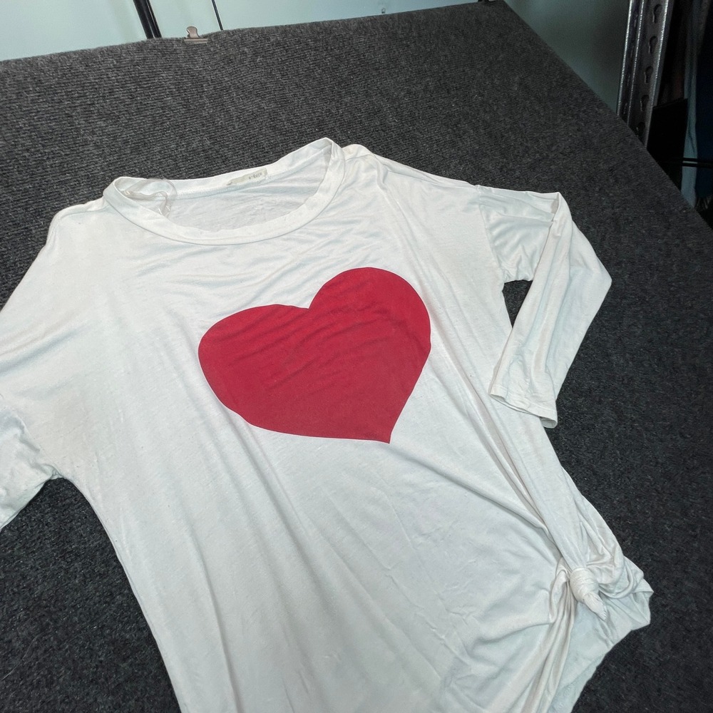 a.gain Heart Graphic Side Knot Top Womens M Long Sleeve Soft Girl Romantic Love